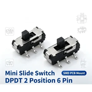 FYX Stock Mini Slide Switch DPDT 2 Position 6 Pin Vertical SMD PCB Electronic Control ON-ON Micro Switch