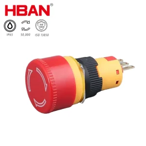 Factory 16mm Plastic Emergency Stop Button Push Lock Switch IP65 E Stop Switch for Scanning Device
