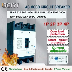 Factory CE New Design Current Adjustable Overload AC 400V 3P MCCB Molded Case Circuit Breaker 150A 160A 200A 250A