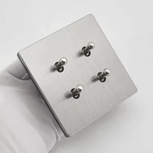 Factory Manufactured Brushed Stainless Steel Solid Brass Lever 1/2/3/4 Gang Wall Light Switch for Residential Renovation