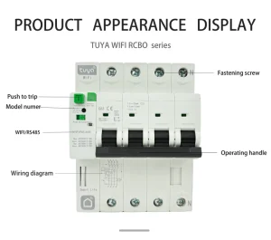 Factory Price 100A WIFI Smart Switch Smart Life Energy Meter KWh Monitoring Circuit Breaker AC MCB TUYA BCD Type Copper