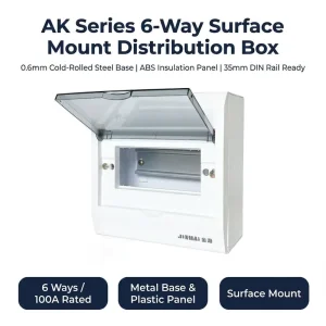 Factory Supply AK 6 Way Surface Mount Metal Iron Base Breaker Box Indoor Household Commercial Power Distribution Equipment