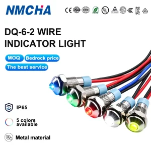 Factory Supply DQ-6 2 Wires Metal LED Indicator Light IP65 Waterproof Equipment Signal Pilot Lamp 5 Optional Colors