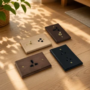 Factory Walnut Wood US Standard Toggle Switch Socket Double 3 Pole Power Outlets Wall Plate for Residential Interior Renovation