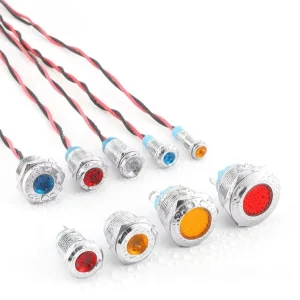 Factory signal Indicator Lights 6mm Flat Round Head Red Green Blue Control Panel Led Lamp 12 Volt Lamp Metal with Wires