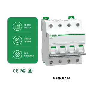 Fast Response Series MCB Acti9 IC65H B Series 20A 4P Miniature Circuit Breaker