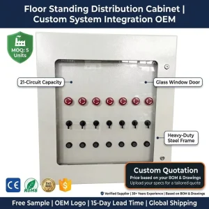 Floor Standing Power Distribution Cabinet Free Standing Large Capacity Heavy Duty Steel Electrical Enclosure