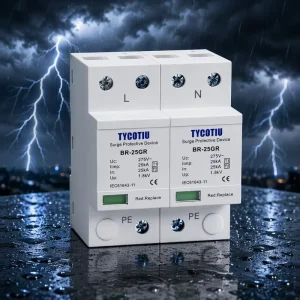 For BR 25GR 2P Type 1 AC 100kA Class 1 Lightning Arrester Surge Protective Device Industrial Spark Gap Protection for Electronic
