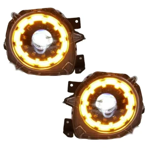 For Jimny JB64 JB74 4×4 Off-Road LED Dual Beam Projector Headlight Assembly FJ Cruiser Style With DRL Front Lamp Pair