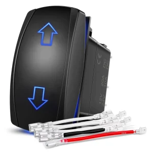 Forward and Reverse Switch 12V 7 Pin 3 Way on off on up Down Arrow LED Rocker Switch with Wiring for Marine Boat Car Golf Truck