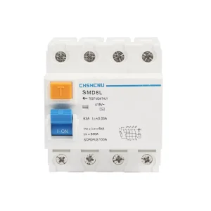 Four Poles Circuit Breaker RCCB 63A Copper 4.5kA Breaking Capacity Rail Mounting BCD Curve C 230 400V 50/60Hz