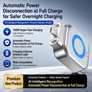 Fully Charge Separator Smart AI Automatic Power Off Separator Portable 140W Fast Charging Adapter with Type C Port
