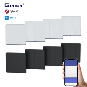 GIRIER Tuya Smart Home Wall Switch ZigBee/WiFi Light Switches Remote Control 1/2/3/4 Gang Button Switch