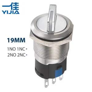 GQ19 X 19mm Metal Selector Switch 1NO1NC Two Position 2NO2NC Three Position Stainless Steel Chromium plated Brass Rotary Switch
