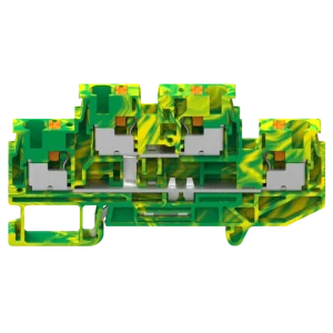 GUV4-202-PE 4P Plug in Push in Spring UK Ground Terminal Block 4.0mm² Screwless Wire Connector DIN Rail Mounting