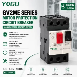 GV2ME Series MPCB Motor Protection Circuit Breaker AC690V Adjustable Current Manual Motor Starter