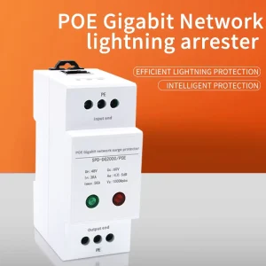 Gigabit PoE Network Surge Protector for Monitor with 1000Mbps Transmission and PoE Powered Devices