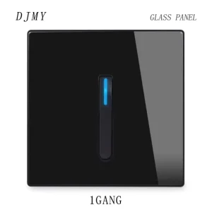 Glass Panel Piano Key Button LED European 16A Socket Retro Toggle Light Switch Durable EU UK Standard 1Gang2Way 2 USB 110 250V