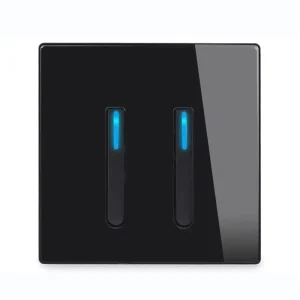 Glass Panel Piano Key Button Wall Switch LED European 16A Socket Durable Retro Toggle EU UK Standard 2Gang2Way 110 250V