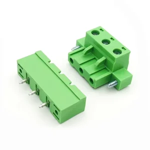 Green Plug in Terminal Block with Ears 2EDGKM Series (3.81 5.08 7.62mm Pitch) Straight Right Angle Pins Mating Connector Set