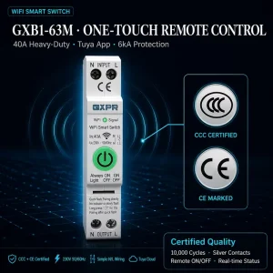 Gxb1-63m Single Phase Home Integration Wall Switch 40a Heavy Duty Switch AC Switch Wifi Smart Wind Miniature Circuit Breaker