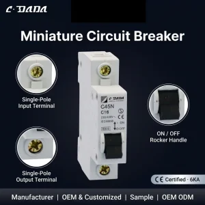 H voltage C45 MCB Professional Circuit Breaker Manufacturers 1P 6kA 1 63A Miniature Circuit Breaker