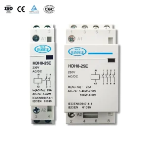 HANDELE 1P/2P/3P/4P Mini Magnetic AC/DC Contactor 25A/20A/16A Modular 3 Phase 50/60Hz Din Rail 500V Insulation AC 7a/7b