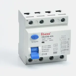 HB204B 40A Type B RCCB 4P 40A 10ma 30ma 100ma 300ma Residual Current Circuit Breaker