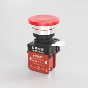 HBAN 10A Red Plastic Waterproof LED Push Button Switch 22mm Momentary/Latching 1NO1NC Mushroom Head IP65 Industrial Control