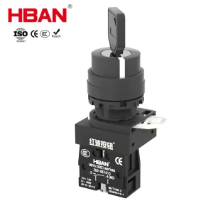 HBAN XB2 10A Key Switch 22mm Industrial Waterproof 1NO 2NO Push Button Switch Latching 2 3Position for CNC Machine Industrial