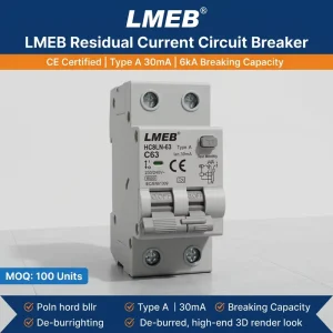HC8LN-63 Type a RCBO 2P 10A to 63A 30mA Earth Leakage Circuit Breaker 6kA for Home Distribution Box