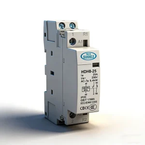HDH8 25 Single Phase 25A AC Modular Electrical Contactor with 220/240V Control 50/60Hz Frequency for DIN Rail Mounting