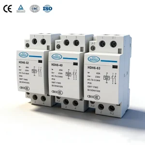 HDH8 32~63 AC Contactors 2P 40A 500V Insulation 220/240V Control 50/60Hz Frequency Din