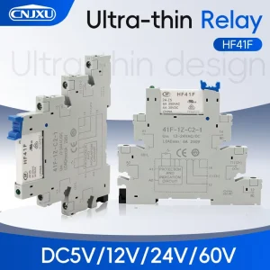 HF41F Slim Relay DC24V 6A SPDT with 41F Base Ultra-Thin 5mm DIN Rail Mount 250VAC