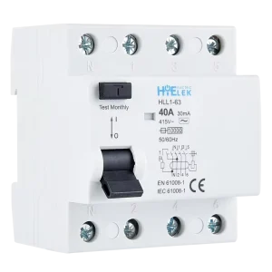 HLL1 Residual Current Circuit Breaker Type AC RCCB 40 63 80 100 Amps Copper PA66 10kA Breaking Capacity CE Certified IP20
