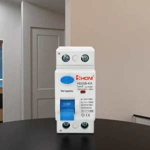 HONI HB202B 40A 2P 40A 30mA 10KA TYPE B RCCB Red Copper Residual Current Circuit Breaker with LI Protection Current Detection