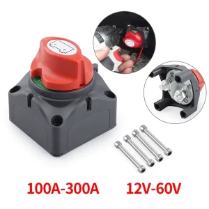 HR HM Battery Disconnect Switch 12 48V 300A 2 Pole 3 Position Rotary Cut Off Switch for Car & Boat (Black)