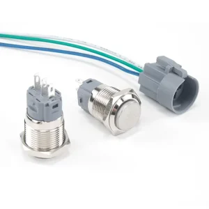 HUSA 16mm Metal Push Button Switch With Wire IP65 Waterproof 3A 220V Momentary Latching Silver Black Body Home Appliance Control