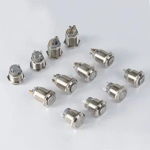 HUSA 19 mm Power Flag High Head Small Waterproof Metal Push Button Switch LED Self-lock 3/6/12/24/220V Screw Foot