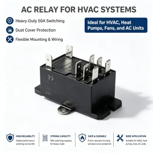 HVAC System Power Relay 12V 24V 277V DC 30A 40A DPDT SPDT SPST AC Miniature Sealed PCB Electromagnetic Motor Protector Relay