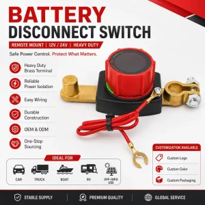 HaoRui HM New Digital Voltmeter Display 12V 24V 5 60A 2 Pole Battery Disconnect Switch with Copper Terminals RV Auto Boat Marine