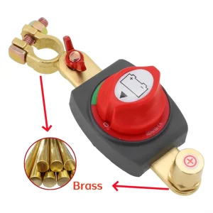 HaoRui Heavy Duty Brass Terminals 12V 48V 275A 2 Pole 50 60Hz Battery Disconnect Switch for RVs ATVs Boats Marine