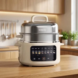 Healthy Electric Household Slow Cooker 4.5qt Capacity Micro Pressure Sous Vide Mode 96% Oil Reduction Great Steak Salmon Soup