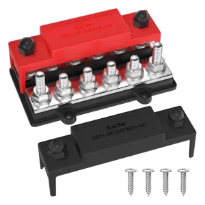 Heavy Duty 250A Terminal Block 2 Row 48V Solar Busbars Automotive Marine 6 Way M8 Stud Plated Copper Bus Bar