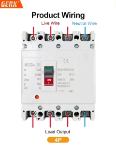 High Performance AC 4P Molded Case Circuit Breaker MCCB 125A-1250A 8kA Breaking Capacity Thermal-Magnetic Trip Unit CE