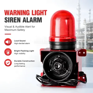 High Power Red LED Beacon Warning Light Audible Alarm Siren Indicator Lights for Industrial Use