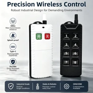 High Power Splash proof 433MHz Wireless Remote Control 2 4 6 8 Button Sturdy Plastic Casing Built in Magnet for Industrial Winch
