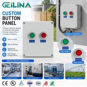 High Power Waterproof Outdoor Push Button Switch Control Box 1NO Combination IP65 Contactor Start Stop Wiring 380V/220V