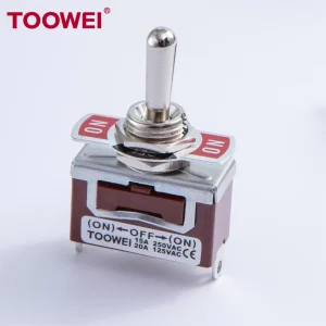 High Quality Spring Return 10A 250VAC (ON)-OFF-(ON) 3 Way SPDT Solder Terminal Momentary Toggle Switch for Car