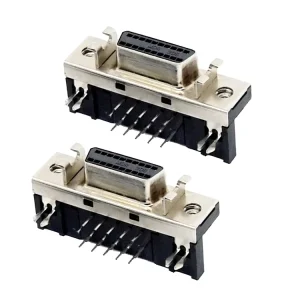 High Right Angle SCSI 20 Pin Female Connector 1.27mm Pitch Brass 20 Pin Automation Power Terminals Alloy Socket